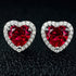 Navachi 925 Sterling Silver 18k White Gold Plated 4.5ct Heart Ruby Sapphire Emarald Stud Earrings...