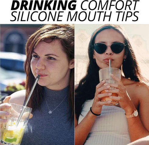 Friendly Straw Collapsible Straws Reusable with Case - Telescopic Travel Straw with Silicone Mouthpiece, Case and Cleaning Brush (2 Pack)...