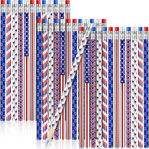 American Flag Pencils Wooden Patriotic Pencils for 4th of July USA Independence Day Parades Party Favors School Office Supplies (36 Pieces)...