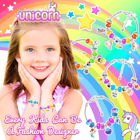 AMAZING TIME Charm Bracelet Making Kit, Jewelry Beads Toy for Girl Age 8-12, Creativity and Imagination Craft Set for 5 6 7 8 9 10 11 12 Year Old ...