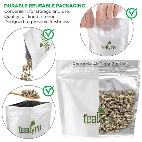 Tealyra - Jasmine Phoenix Pearls - Best Chinese Jasmine Green Loose Leaf Tea - Naturally Scented - Great Aroma and Taste - 110g (4-ounce)...