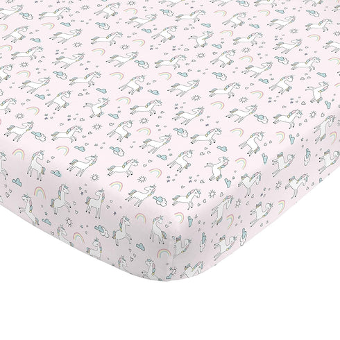 Super Soft Pink Unicorn Nursery Mini Crib Fitted Sheet...