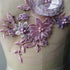 Lace Fabric 3D Flowers Appliques Beads Rhinestones Embroidery Sew Patch for DIY Wedding Decoration Dress (Pink+Purple)...