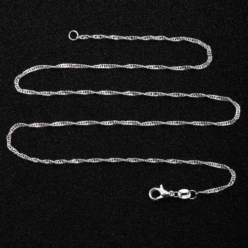 TecUnite 24 Pack Silver Plated Water Ripple Chain Necklace with Lobster Clasps and Velvet Storage Bag for DIY Jewelry Making, 1.5 mm (18 Inch)...