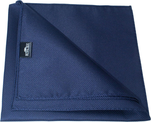 Deluxe Navy Silk Jacquard Pocket Square by Royal Silk - Premium 34-momme, 6-Ply Silk -100% Silk...