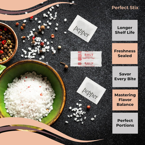 Perfect Stix - Salt and Pepper Packets-200 Salt and Pepper Packets Combo -100 of Each (200 Total Packets)...