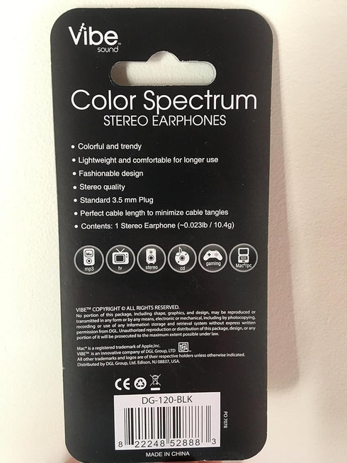 Color Spectrum stereo earphones in-ear headphones with free ear cushions included...