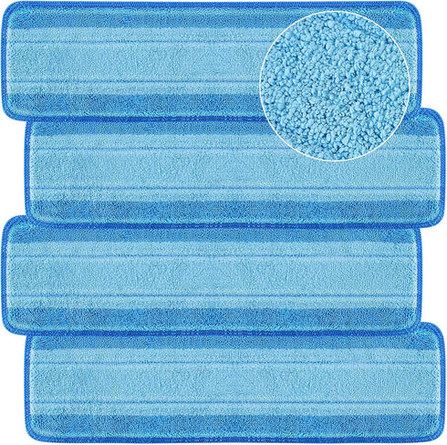 4 PCS Replacement Mop Pads, Microfiber Cleaning Mop Compatible with Bona Mop, Washable & Reusable Mop Refill Pads for Hardwood Floor,18 Inch, Blue...