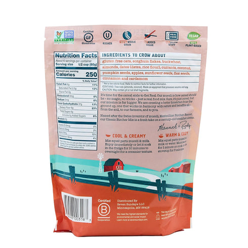 Seven Sundays Classic Bircher Apple Cinnamon Almond Muesli Cereal - 12 Oz Pouch - Certified Gluten Free Muesli - Non GMO, No Refined Sugar and Kos...