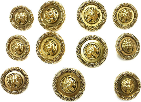 Antique Designer Lion Gold Buttons Sets for Dress and Coats 11pc. (5-7/8 (24mm)/ 6-3/4''(19mm))...