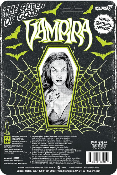 Super7 Vampira Dark Goddess of Horror - 3.75" Vampira Action Figure Classic Horror Collectibles and Retro Toys...