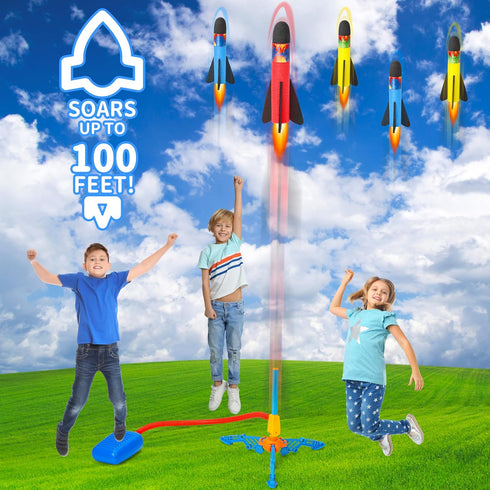 Toy Rocket Launcher for Kids, Flying Foam Rocket & Jump Air Launching Pad, Fun Outdoor Outside Activitie Sport Game Birthday Gift Idea Present for...