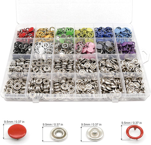 Lesnala 240 Sets 9.5mm Metal Snaps Buttons with Fastener Pliers Press Kit Tool 12 Colors, Metal Press Studs for Leather Rivets Children's Bodysuit...