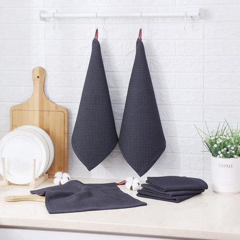 Kitinjoy 100% Cotton Kitchen Dish Cloths, 6 Pack Waffle Weave Ultra Soft Absorbent Dish Towels for Drying Dishes Quick Drying Kitchen Towels Dish ...