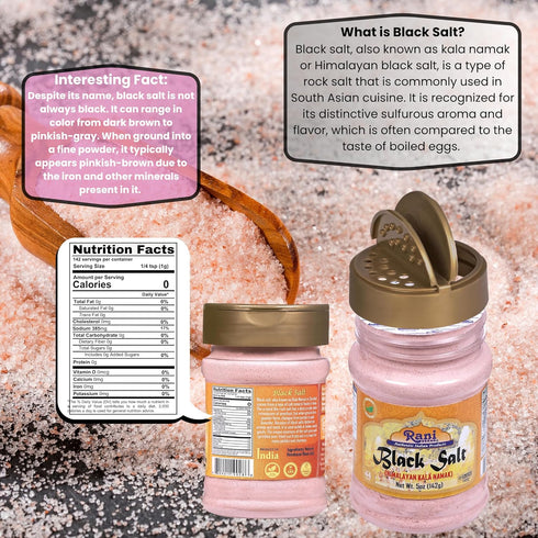 Rani Black Salt Powder (Kala Namak) Mineral 5oz (142g) PET Jar ~ Unrefined, Pure and Natural | Vegan | Gluten Friendly | NON-GMO | Indian Origin |...