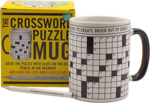 The Unemployed Philosophers Guild Crossword Puzzle Coffee Mug - Exercise Your Mind While You Warm Your Belly - Comes in a Fun Gift Box, White, 12 ...