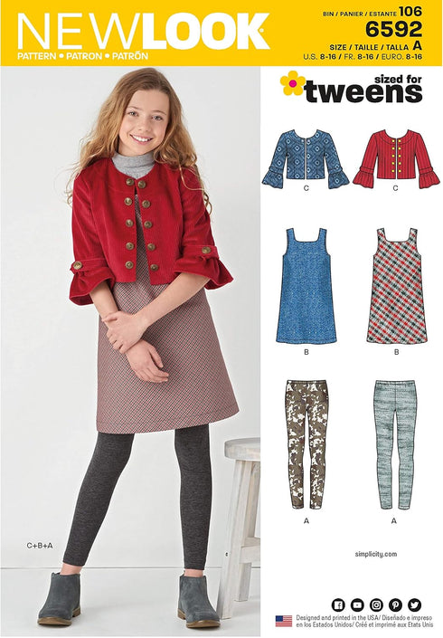 NEW LOOK Sewing Pattern 6592 - Girls' Sportswear, A(8-10-12-14-16)...