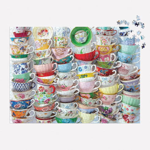 Galison Teacups – Julie Seabrook Ream 1000 Piece Puzzle Featuring A Regency Core Mix of Vibrant Teacups...