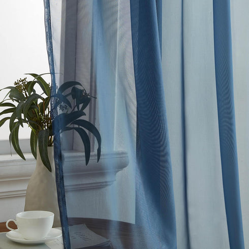 HLC.ME Navy Blue Sheer Voile Window Treatment Rod Pocket Curtain Panels for Bedroom, Kitchen, and Living Room (54 x 72 inches Long, Set of 2)...