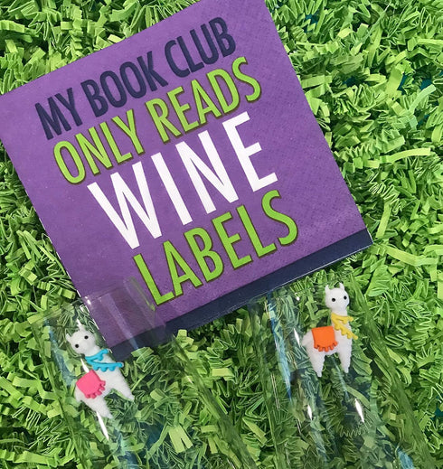 Wine Glass Charms for Stemless Glasses - Magnetic Llama and Cactus Drink or Beverage Markers Set of 6...