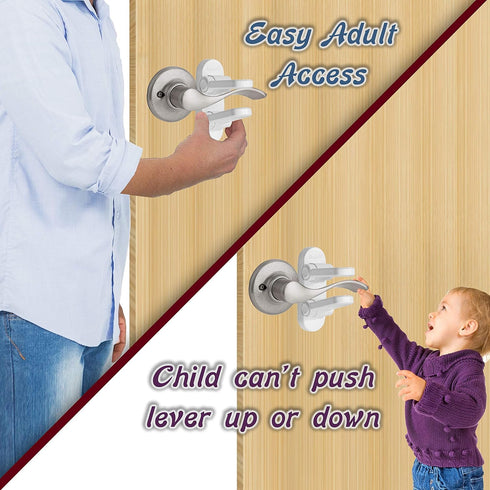 3 Pack - Door Lever Baby Safety Lock - Baby Proofing - Prevent Little Kids from Opening Doors with A Child Proof Door Handle Lock - 3M Adhesive - ...