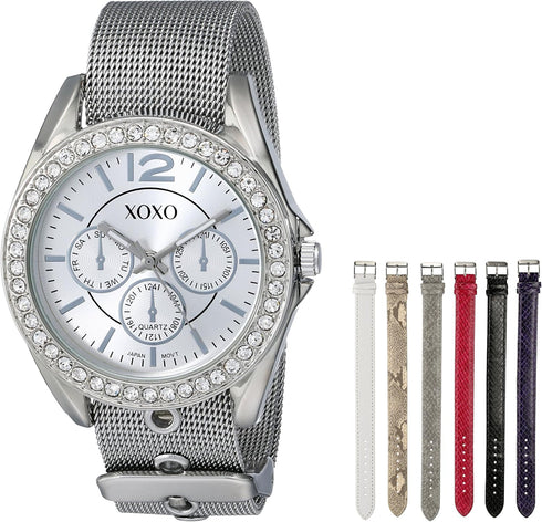 XOXO Women's XO9053 Rhinsetone-Accented Watch with Interchangeable Straps...