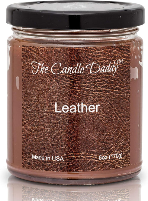 Leather Candle- 6 oz jar Candle - up to 40 Hour Burn time...