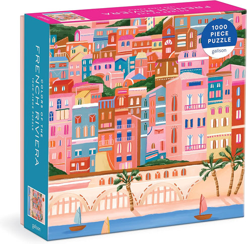 Galison French Riviera – 1000 Piece Puzzle Fun and Challenging Activity with Bright and Bold Artwork of French Architecture by The Sea for Adults ...