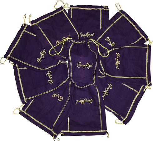 Crown Royal Purple Bag Gold Drawstring Bulk (Pack of 10)...