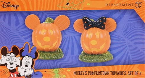 Department 56 Disney Village Halloween Accessories Pumpkintown Mickey and Minnie Mouse Topiaires Figurine Set, 1.75 Inch, Multicolor...