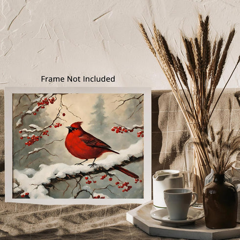 Posterizer 1 pcs-cute little bird in snowy winter scene -7-Art for Animal Lovers-Landscape & Nature Art-Decor for Home & Office- unframed wall art...