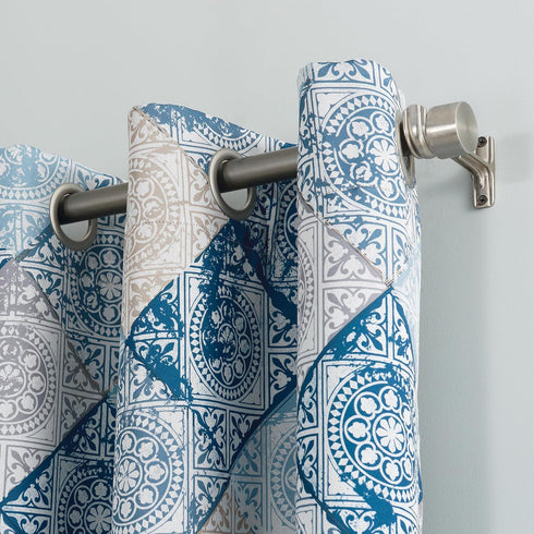 Sun Zero Reardon Global Medallion Print Energy Efficient Grommet Curtain Panel, 54" x 63", Indigo...