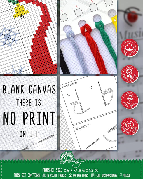 Povitrulya Christmas Santa Gnome - Counted Cross Stitch Bookmark Kit - DIY Embroidery Gift for Kids and Adults......