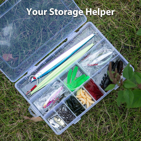 CHANGE MOORE Tackle Box Organizer Box, 2 Pack Clear Storage Box Organizer, 24 Grids Bead Storage Containers, Plastic Storage Box with Dividers, Ar...