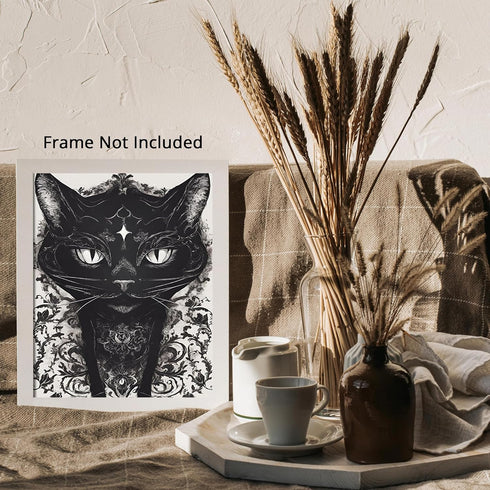 Posterizer 1 pcs- modern gothic themed cute black cat-Gothic Art-Art for Animal Lovers- Living Room Bedroom Decor- unframed wall art...
