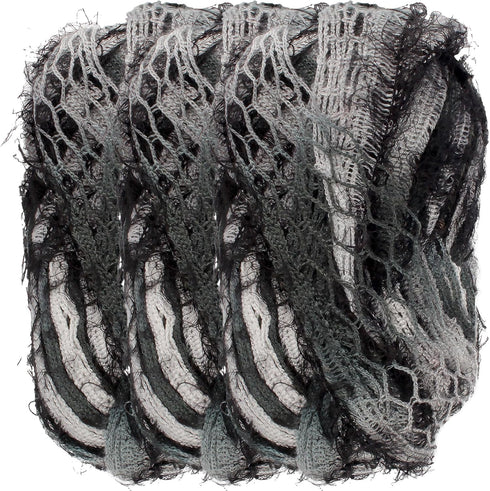 JubileeYarn Fishnet Frilly Yarn - 100g/Skein - Salt'n'Pepper - 3 Skeins......