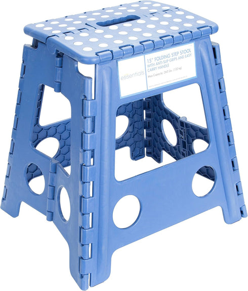 21048 15-Inch Folding Step Stool, Wide Folding Step Stool, Plastic Step Stools For Adults, Garden Step Stool, Foldable High Stool...