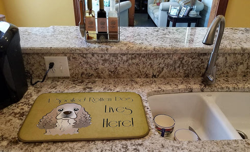 Caroline's Treasures BB1464DDM Cocker Spaniel Spoiled Dog Lives Here Dish Drying Mat Absorbent Dish Drying Mat Pad for Kitchen Counter Dish Draine...