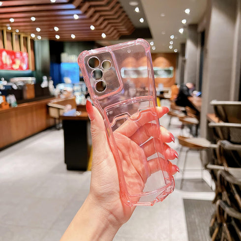 Tuokiou for Samsung Galaxy S24 Plus Case,Clear Protective Card Slot Case,Slim Fit Drop Resistant Soft TPU Wallet Case with Bumper,Cute Card Holder...