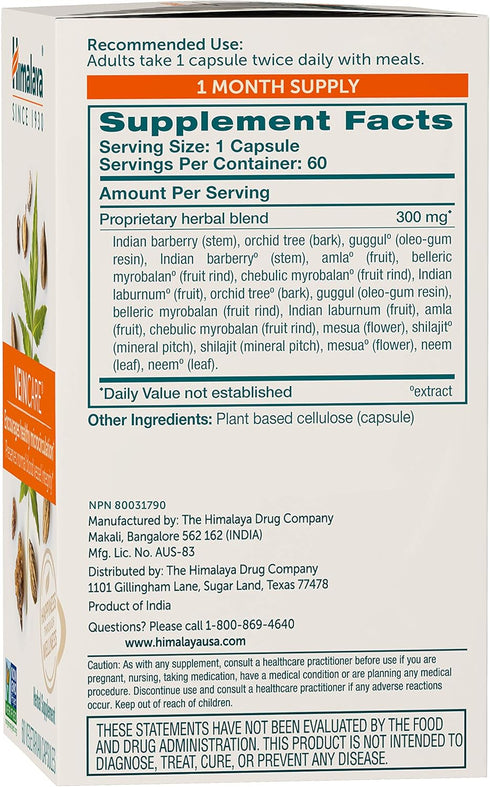 Himalaya VeinCare, 30 Day Supply - Herbal Vein Support Supplements for Circulation and Rectal Comfort - Vegan, Non-GMO, Gluten Free, 300 mg, 60 Ca...