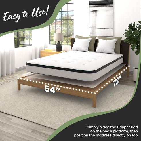 Nevlers 72" x 54" Queen Size Non Slip Mattress Gripper Pad | Open-Weave PVC Foam Non Slip Pad to Keep Bed from Sliding & Movement | Reversible Non...
