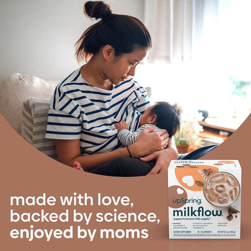 UpSpring Milkflow Energy Breastfeeding Supplement Drink Mix with Fenugreek, Chocolate Flavor, Lactation Supplement to Support Breast Milk Supply a...