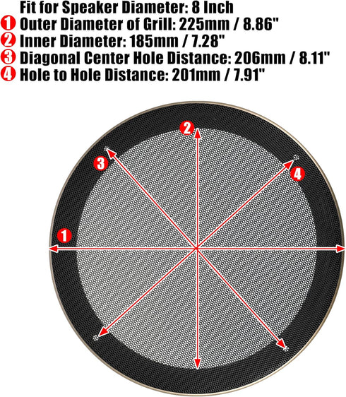 X AUTOHAUX 8 Inch Car Metal Audio Speaker Grill Cover Mesh Woofer Horn Guard Decorative Circle Grille Protector with Screw Gold Tone...