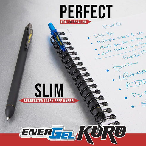 Pentel EnerGel Kuro Liquid Gel Pen, (0.7mm) Medium line, Black Ink, 8 Pack...