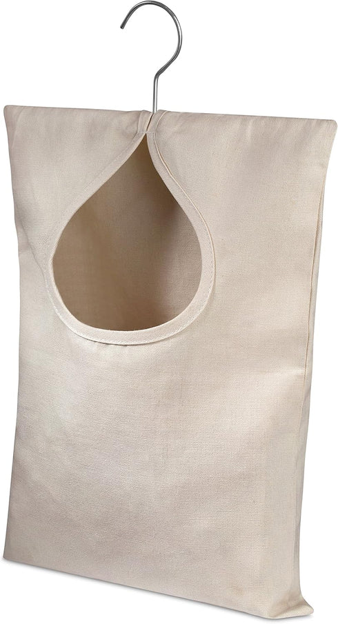 Handy Laundry Clothespin Bag - 11" x 15" - Holds 100 Medium-Sized Clothes Pins, Durable Canvas Material, Hook for Hanging and Effortlessly Sliding...