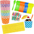 12 Ounce Disposable Paper Treat Cups Ice Cream Bowls -Plastic Spoons - Paper Straws - Ice Cream Sundae Kit for 24 - Blue, Pink, Orange, Yellow, Gr...