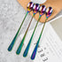 Long-handled ice tea spoon, cocktail stir spoons, stainless steel coffee spoons, Colored ice cream scoop (9 IN iridescence, Round)...