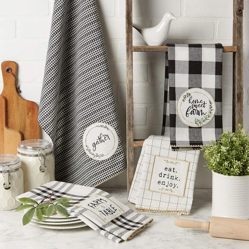 DII Home Sweet Farmhouse Kitchen Collection, Dishtowel Set, 18x28, Black, 4 Count...