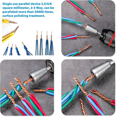 Wire Twister Tool for Drill, 2 PCS Wire Stripper Tool Wire Twister Tool, Electric Wire Twister Tool for Drill, 6mm Hex Shank Cable Quick Stripping...