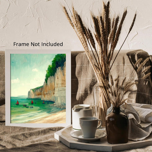 Posterizer 1 pcs-coastal scene-sea and boats-retro painting style 1-Coastal & Nautical Art-Gift for Street Art, Mural Fans -Decor for Home & Offic...